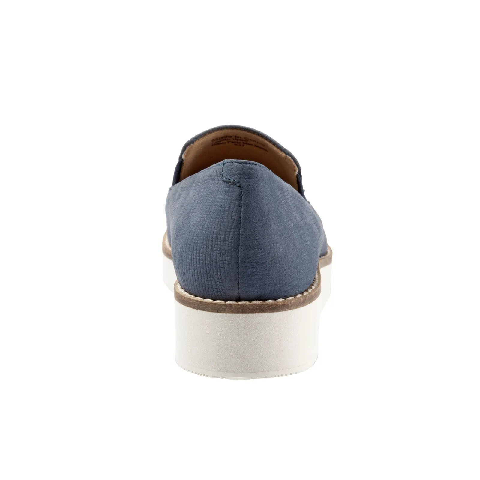 Softwalk Whistle S1810-421 Womens Blue Wide Leather Loafer Flats Shoes