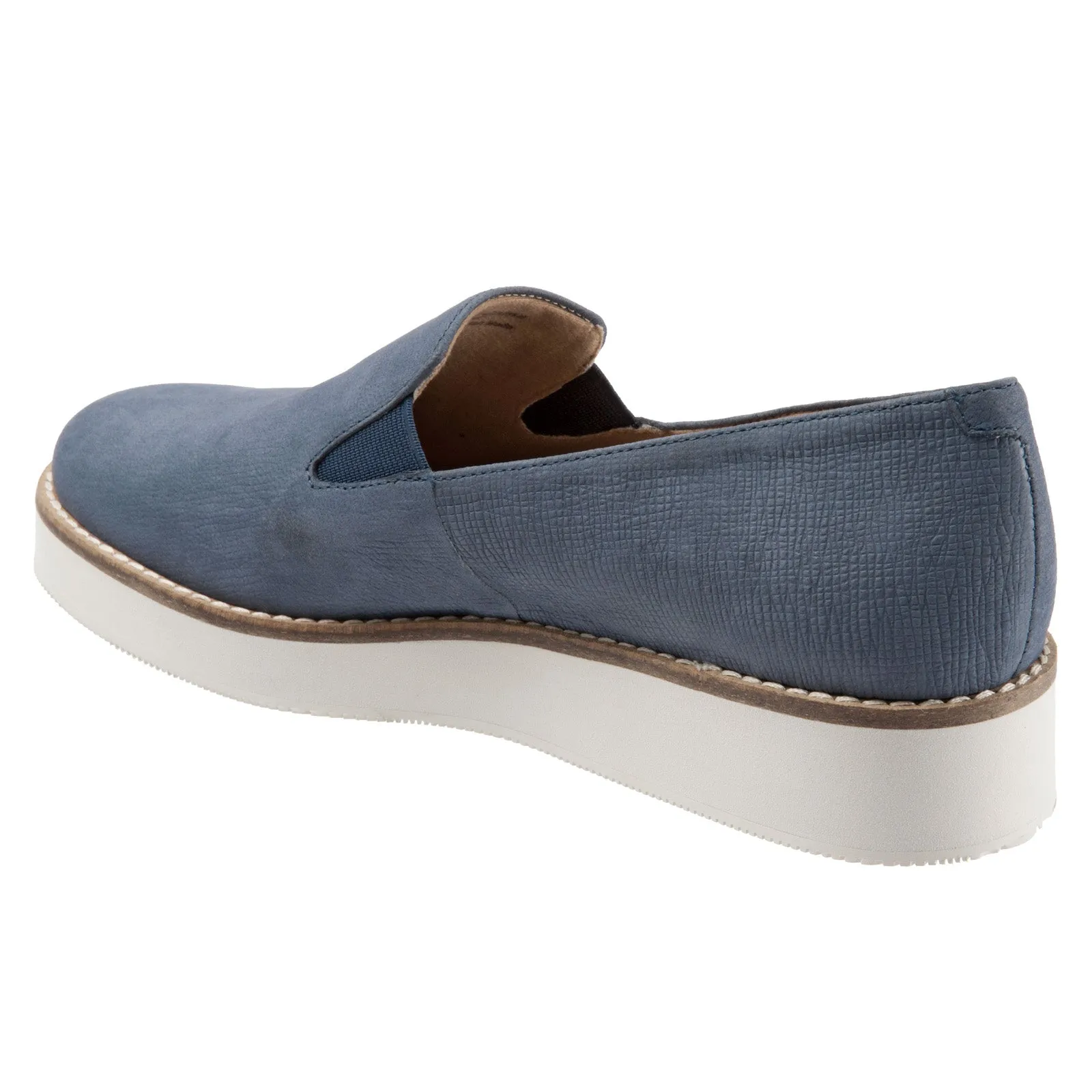 Softwalk Whistle S1810-421 Womens Blue Wide Leather Loafer Flats Shoes
