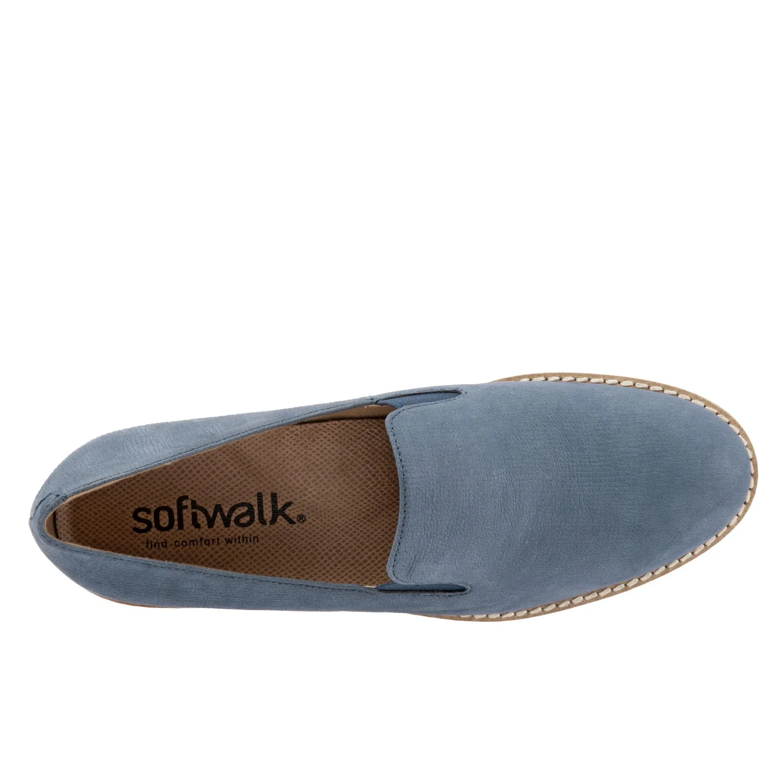 Softwalk Whistle S1810-421 Womens Blue Wide Leather Loafer Flats Shoes