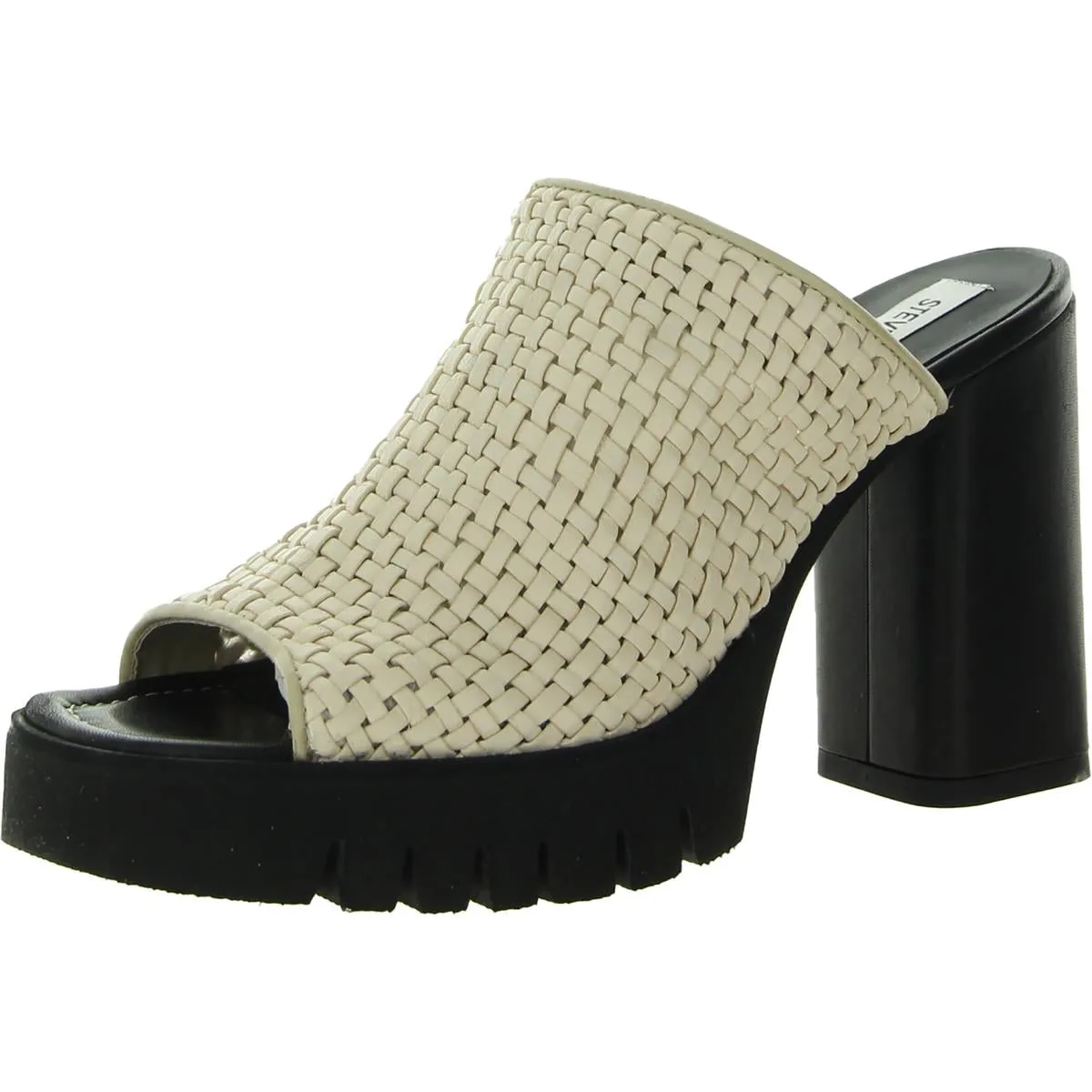 Steve Madden Womens Fayth Leather Slip-On Mule Sandals