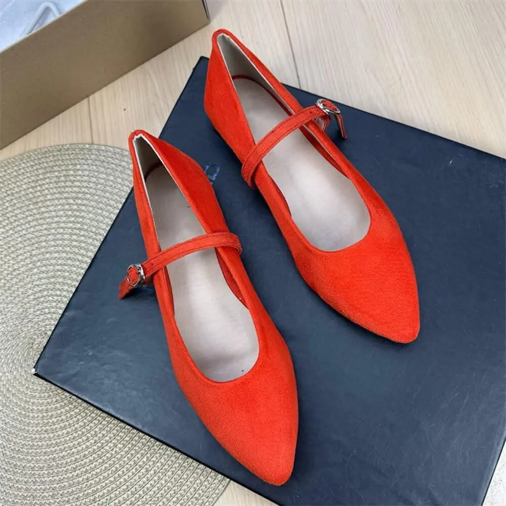 Stunner Women's Mary Jane Flats Fashion Pointed Toe Ballet Flats Comfort Buckle Strap Walk Flats