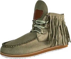 Suede Cowboy Boots Women Short Western Boots Suede Fringe Boots Flat Moccasin Boots Tassel Boots Hippie Boots