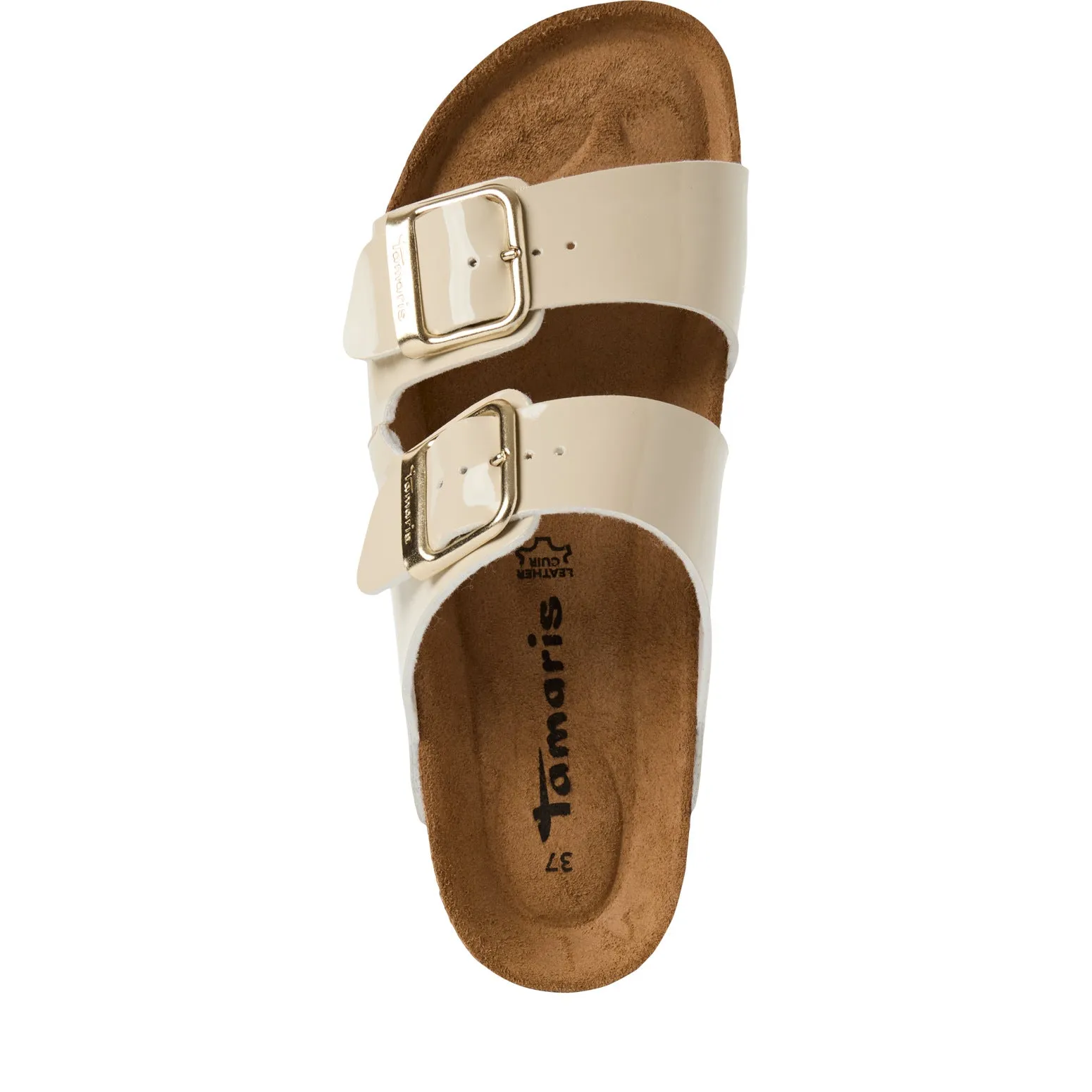 TAMARIS - 27503-253 FLAT DOUBLE STRAP MULE - NUDE PATENT