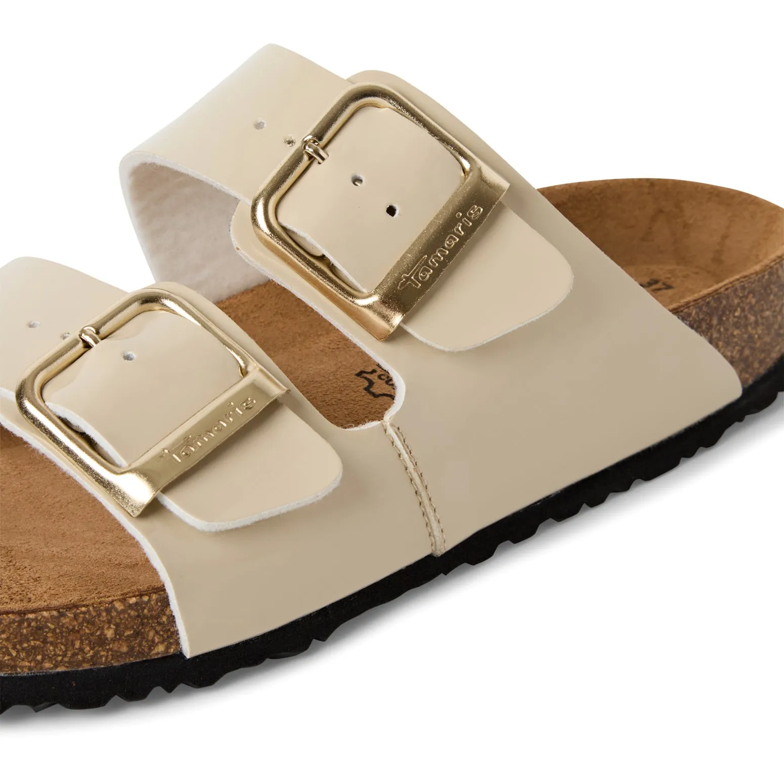 TAMARIS - 27503-253 FLAT DOUBLE STRAP MULE - NUDE PATENT