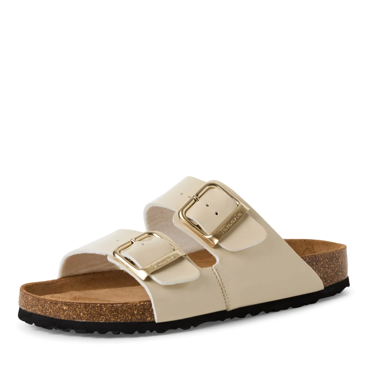 TAMARIS - 27503-253 FLAT DOUBLE STRAP MULE - NUDE PATENT