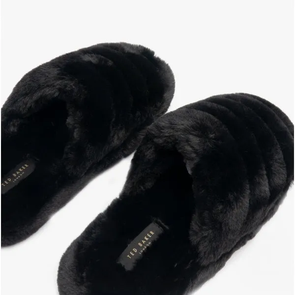 Ted Baker LOPSEY Womens Faux Fur Mule Slippers Black