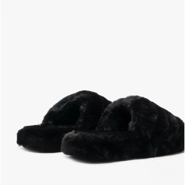 Ted Baker LOPSEY Womens Faux Fur Mule Slippers Black