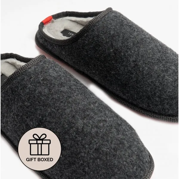 Ted Baker SIMONN Mens Felt Mule Slippers Dark Grey