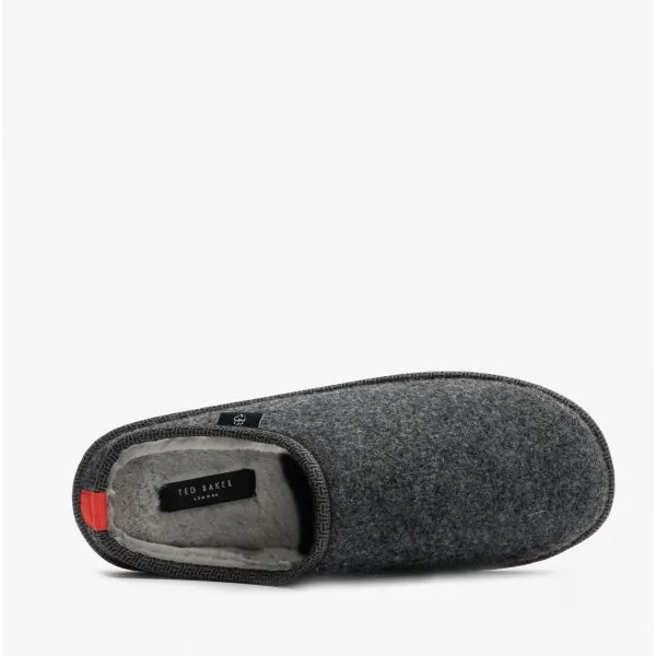 Ted Baker SIMONN Mens Felt Mule Slippers Dark Grey