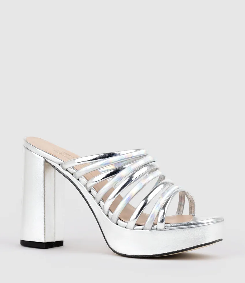 TESTRA115 Strappy Platform Slide in Silver