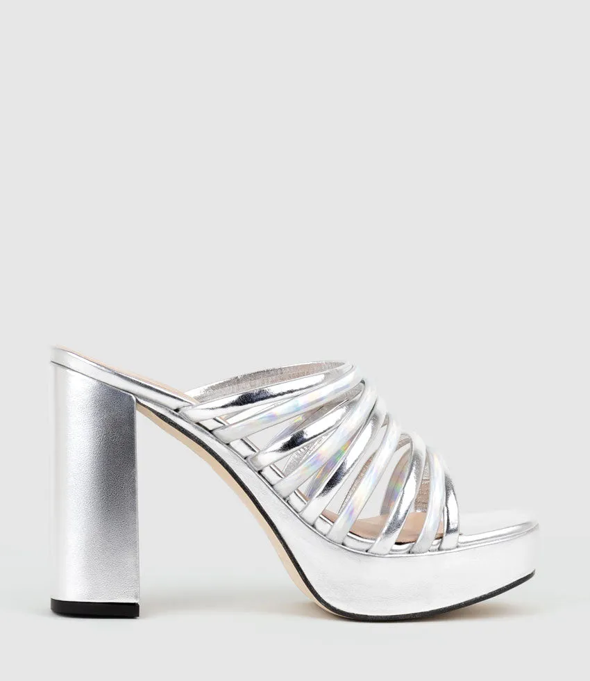 TESTRA115 Strappy Platform Slide in Silver