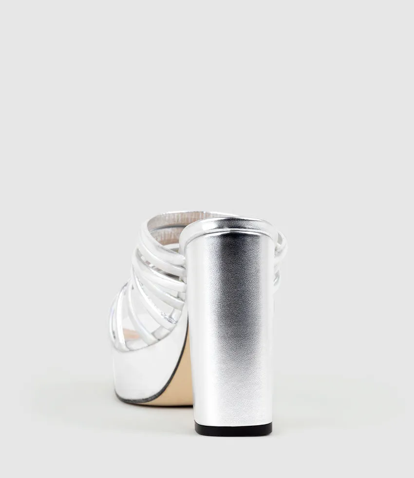 TESTRA115 Strappy Platform Slide in Silver