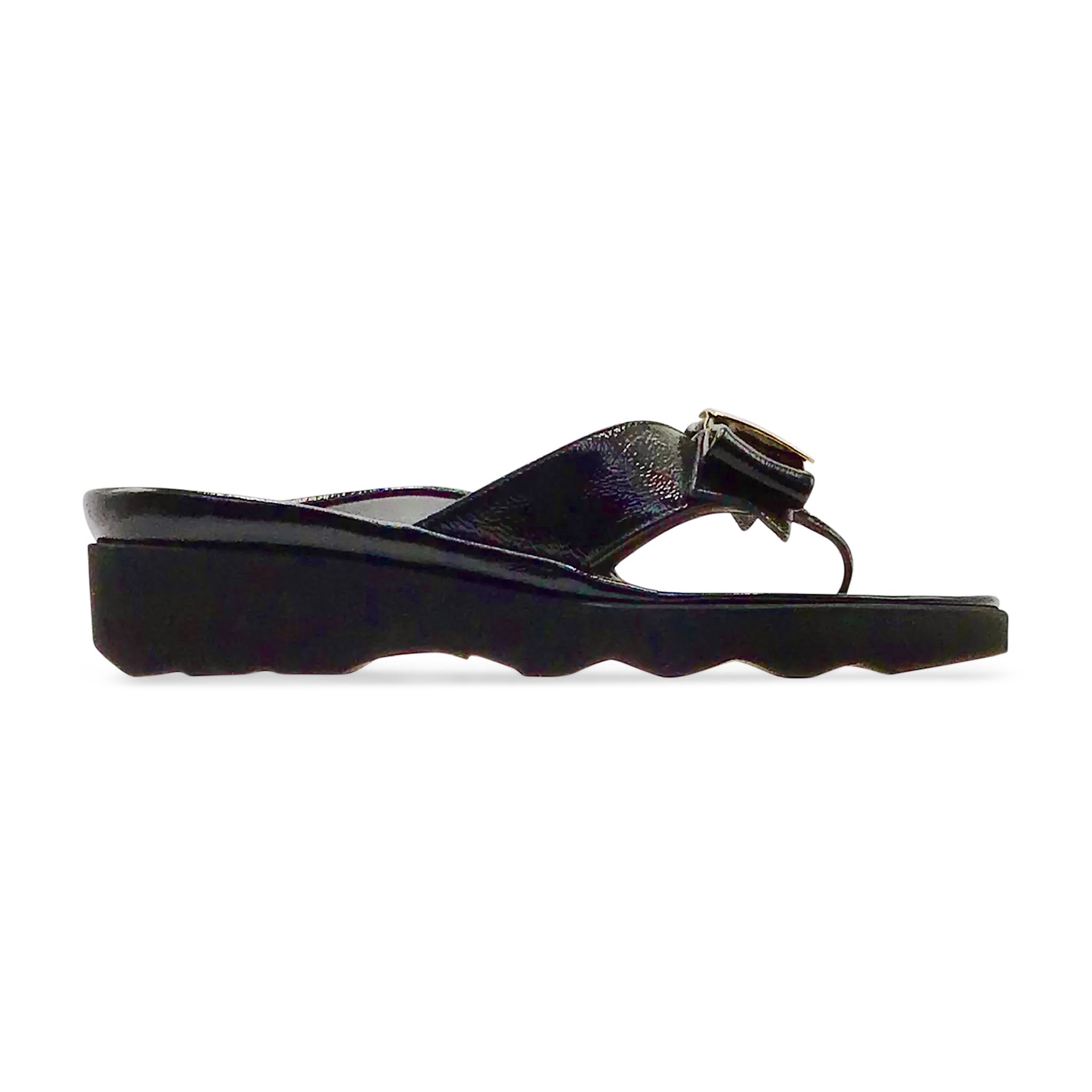 Thierry Rabotin Women's Kristen 1330 Black Patent Leather and Gold Button
