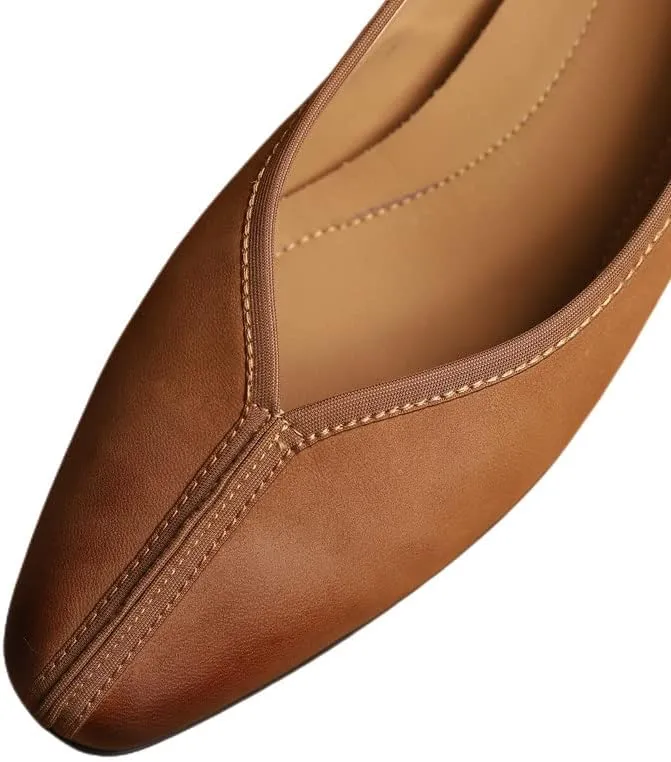 TinaCus Women's Pointed Toe Handmade Genuine Leather Comfort Slip On Flat Shoes