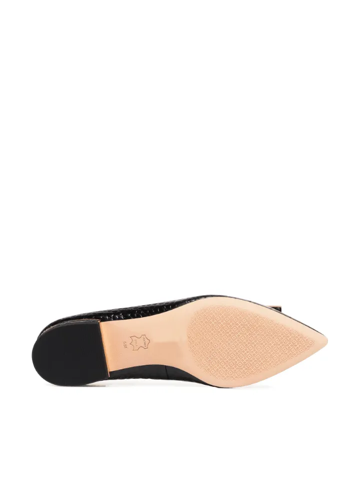 Tory Burch Gigi 20mm Pointed-Toe Flat Croco Embossed Black