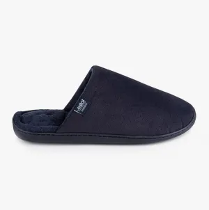 Totes Isotoner PERFORATED SUEDETTES Mens Mule Slippers Navy