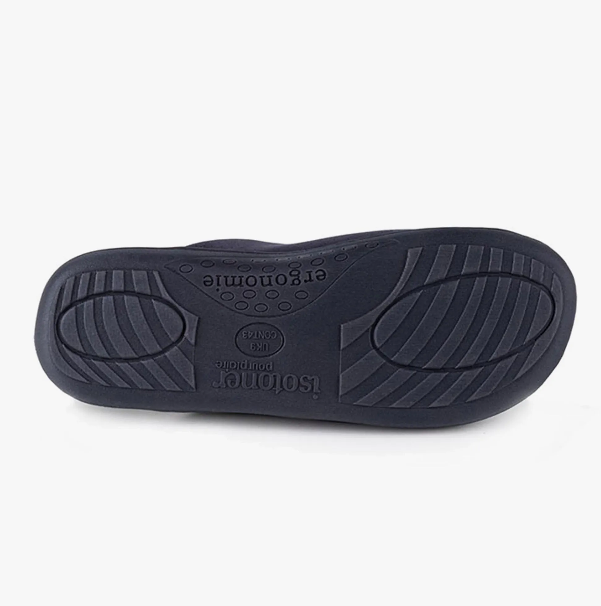 Totes Isotoner PERFORATED SUEDETTES Mens Mule Slippers Navy