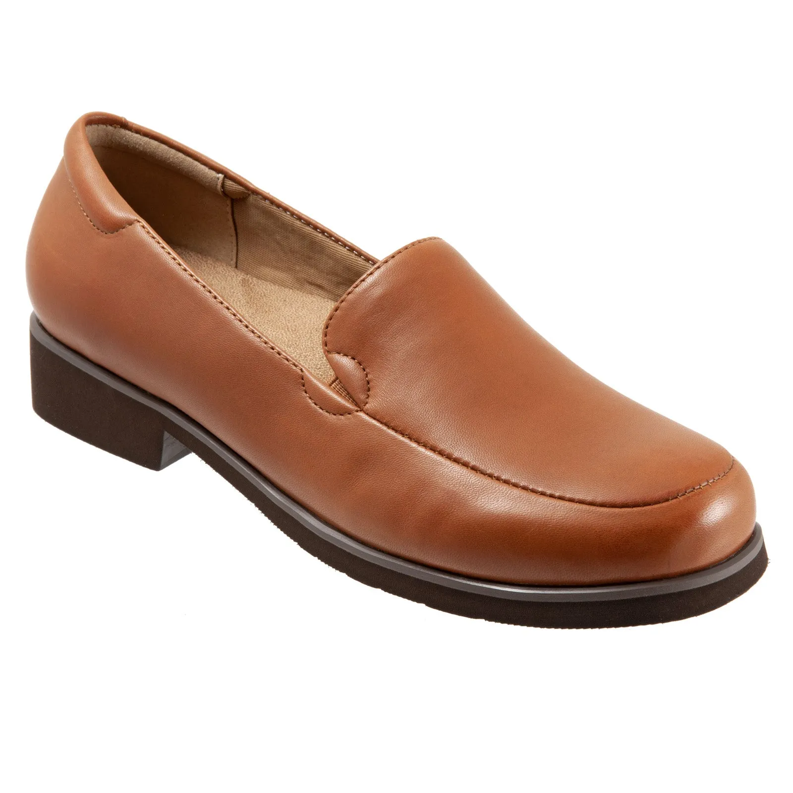 Trotters Jaiden T2058-215 Womens Brown Leather Loafer Flats Shoes