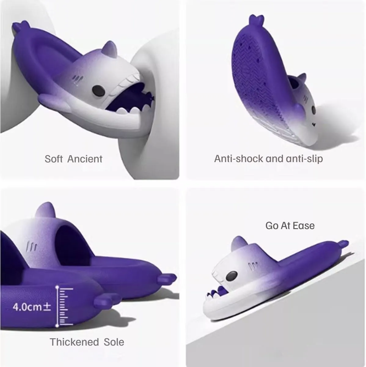 Two-color Gradient Shark Slides,Men'S And Women'S Indoor And Outdoor Shark Cloud Slippers,Non-Slip Thick-Soled Summer Beach Sandals