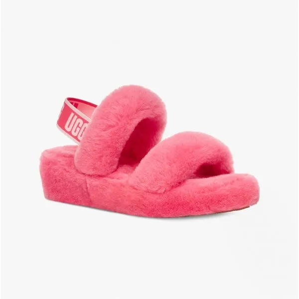UGG OH YEAH Womens Sheepskin Slingback Slippers Strawberry Sorbet