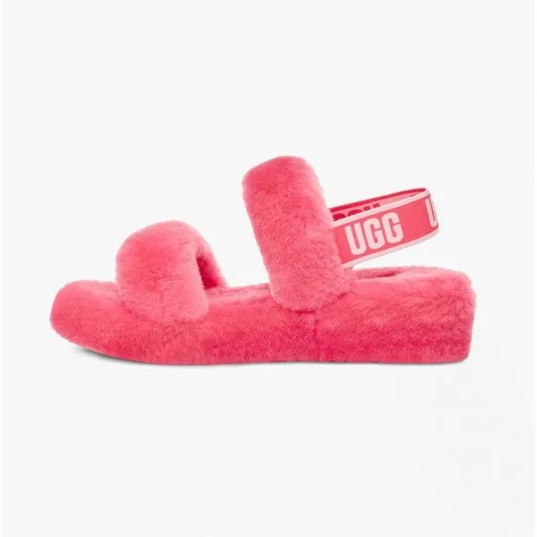 UGG OH YEAH Womens Sheepskin Slingback Slippers Strawberry Sorbet