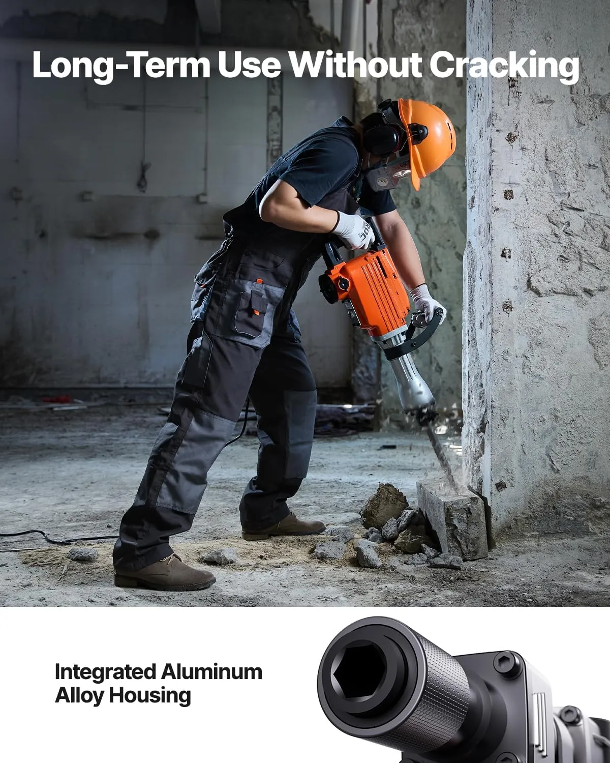 VEVOR Demolition Jack Hammer, MAX 2200W Electric Jackhammer Heavy Duty, 1350 BPM Concrete Breaker 6pcs Chisels Bit Chipping with Case