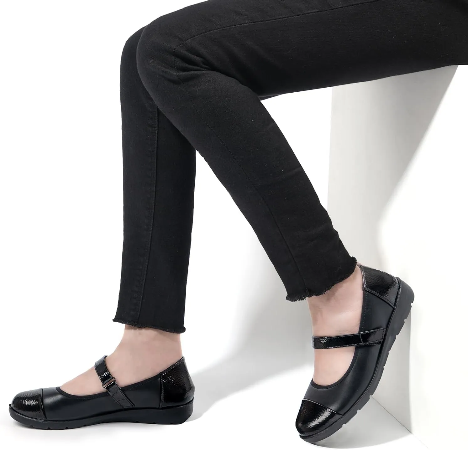 VJH confort Women’s Mary Jane Flats Comfortable Round Toe Arch Support Walking Shoes