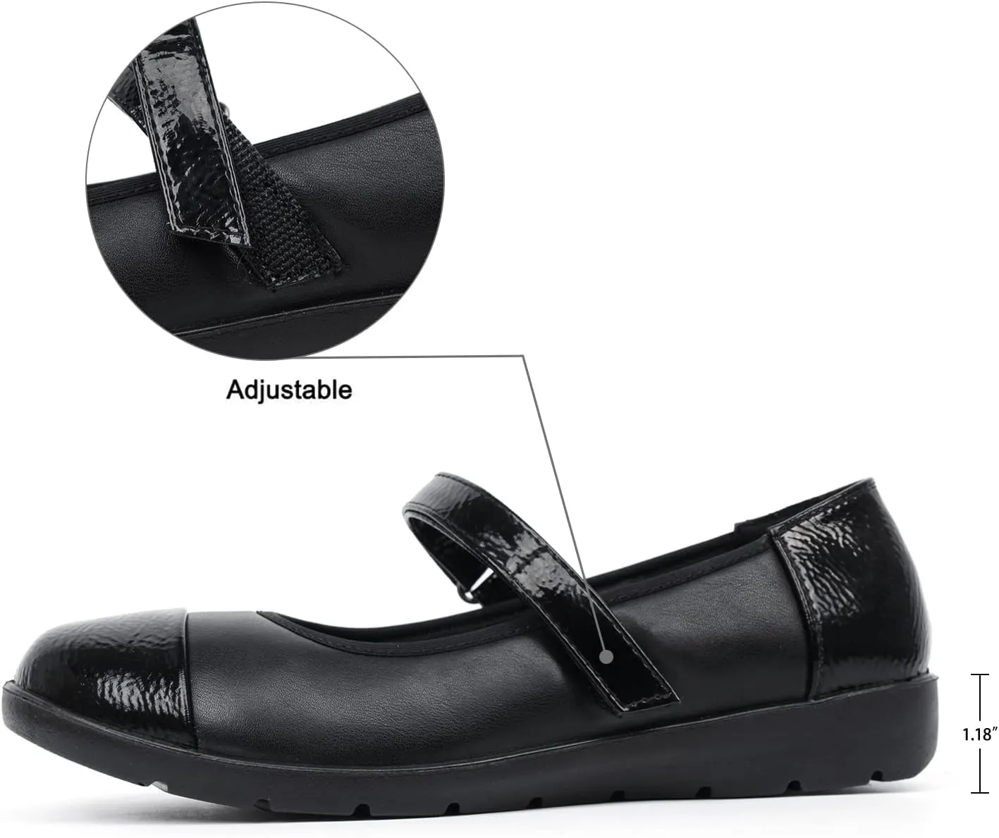 VJH confort Women’s Mary Jane Flats Comfortable Round Toe Arch Support Walking Shoes
