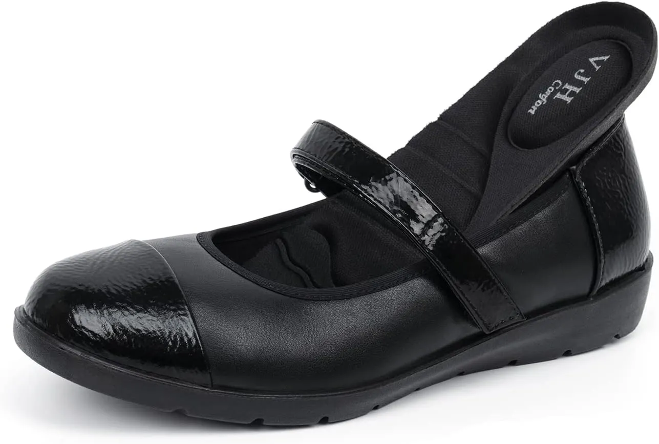 VJH confort Women’s Mary Jane Flats Comfortable Round Toe Arch Support Walking Shoes