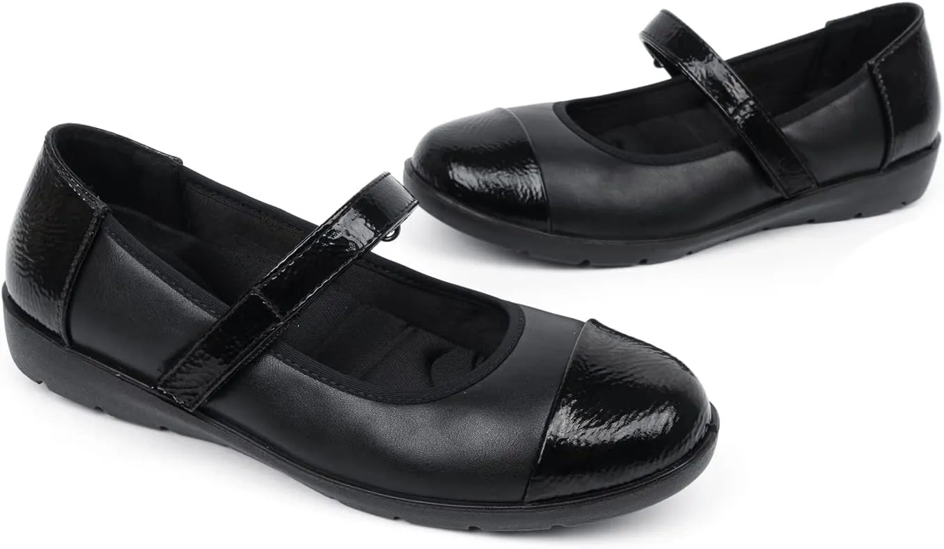 VJH confort Women’s Mary Jane Flats Comfortable Round Toe Arch Support Walking Shoes