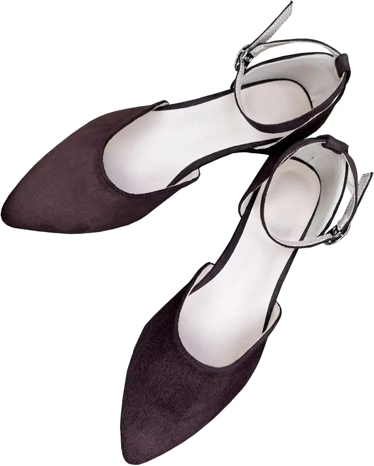 WENJIAZHIZHI Women Pointy Toe Ankle Buckle Flat Sandals Candy Color Comfortable Wedding Dressy Flats Shoes Big Size