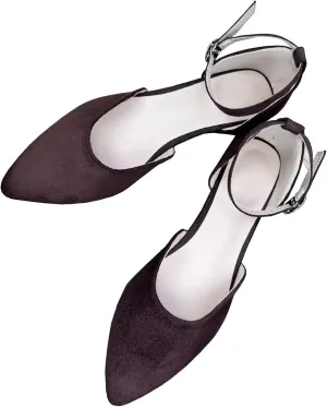 WENJIAZHIZHI Women Pointy Toe Ankle Buckle Flat Sandals Candy Color Comfortable Wedding Dressy Flats Shoes Big Size