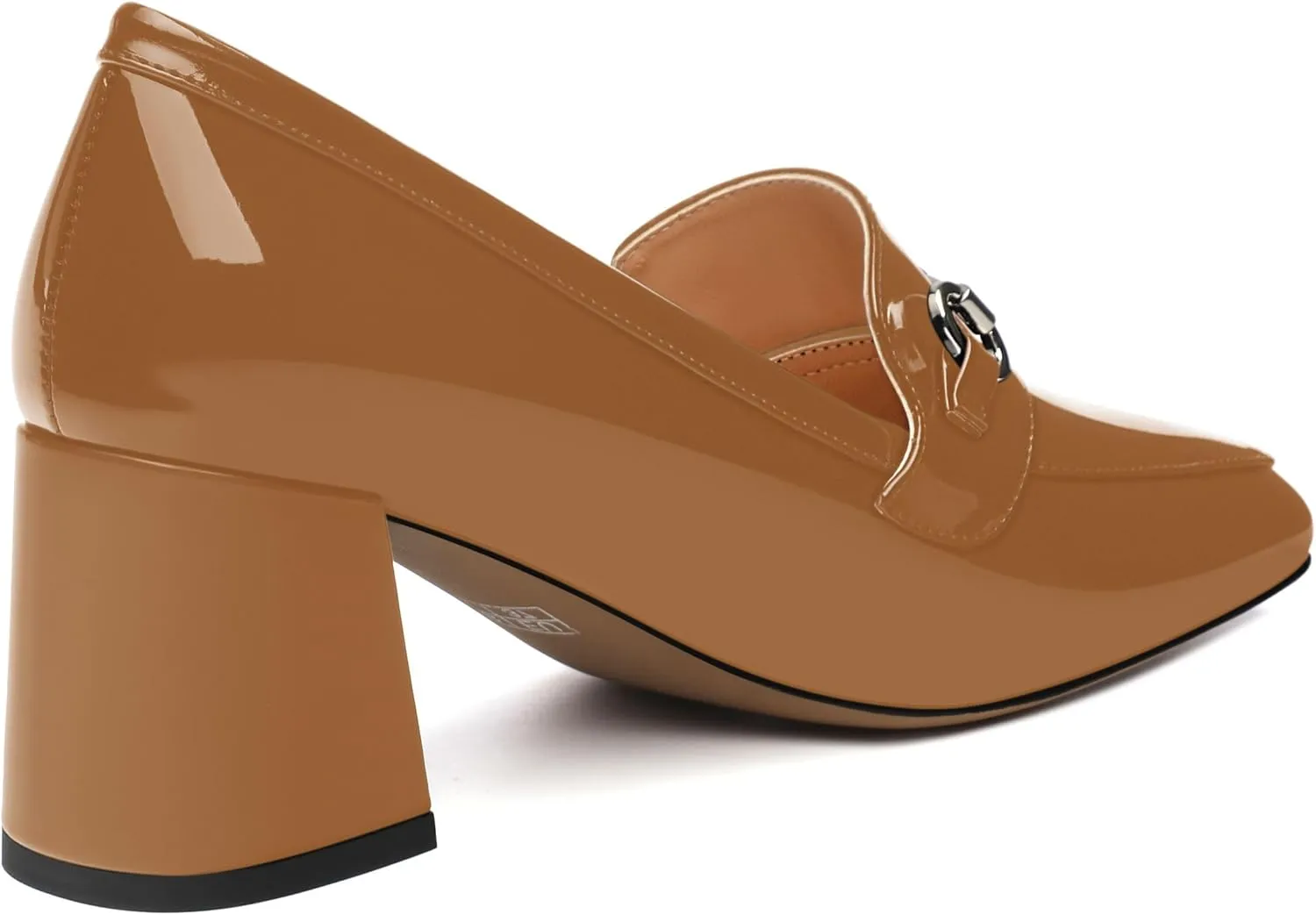 Women's Block Heel Bit Loafer, Square Closed Heel Pumps,Elegant and Comfortable Penny Loafers,Commuter Dress Shoes
