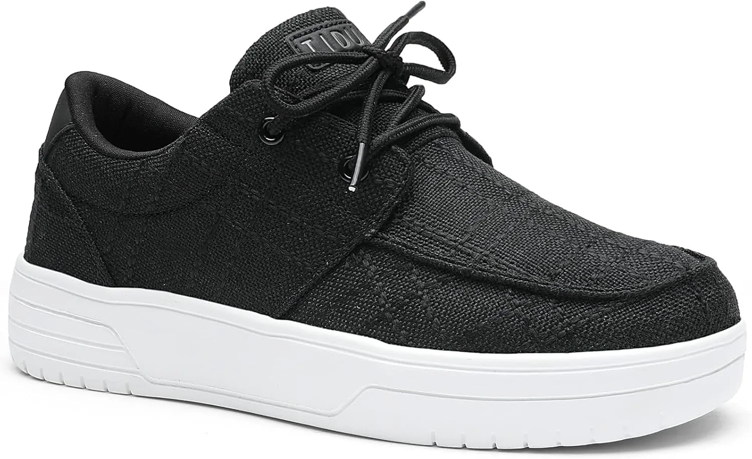 Womens Canvas Loafers Casual Flats Fashion Walking Sneakers with Arch Support Slip On Shoes for Plantar Fasciitis Black Size 7