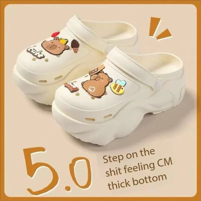 Women's Clogs Thick-Soled Clogs Sandals Women Cute Cartoon Eva Closed Toe Slippers Non-Slip Beach Sandals