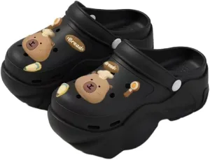 Women's Clogs Thick-Soled Clogs Sandals Women Cute Cartoon Eva Closed Toe Slippers Non-Slip Beach Sandals