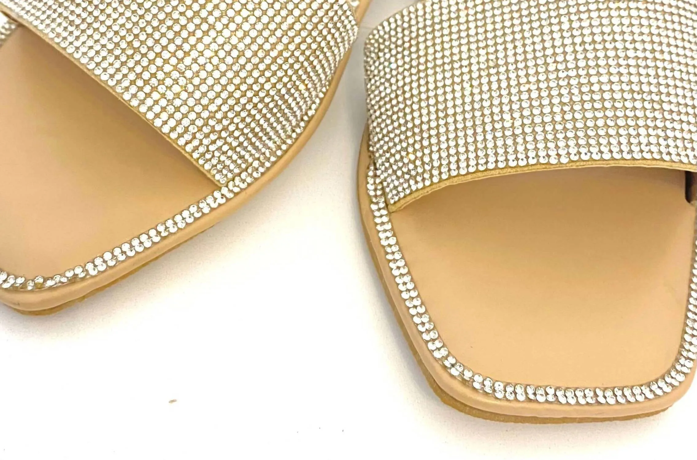 Women's Diamond Slides In Tan/ Rhinestone