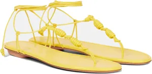 Womens Flat Lace-Up Thong Sandals Strappy Gladiator Flats Open Toe Summer Beach Shoes