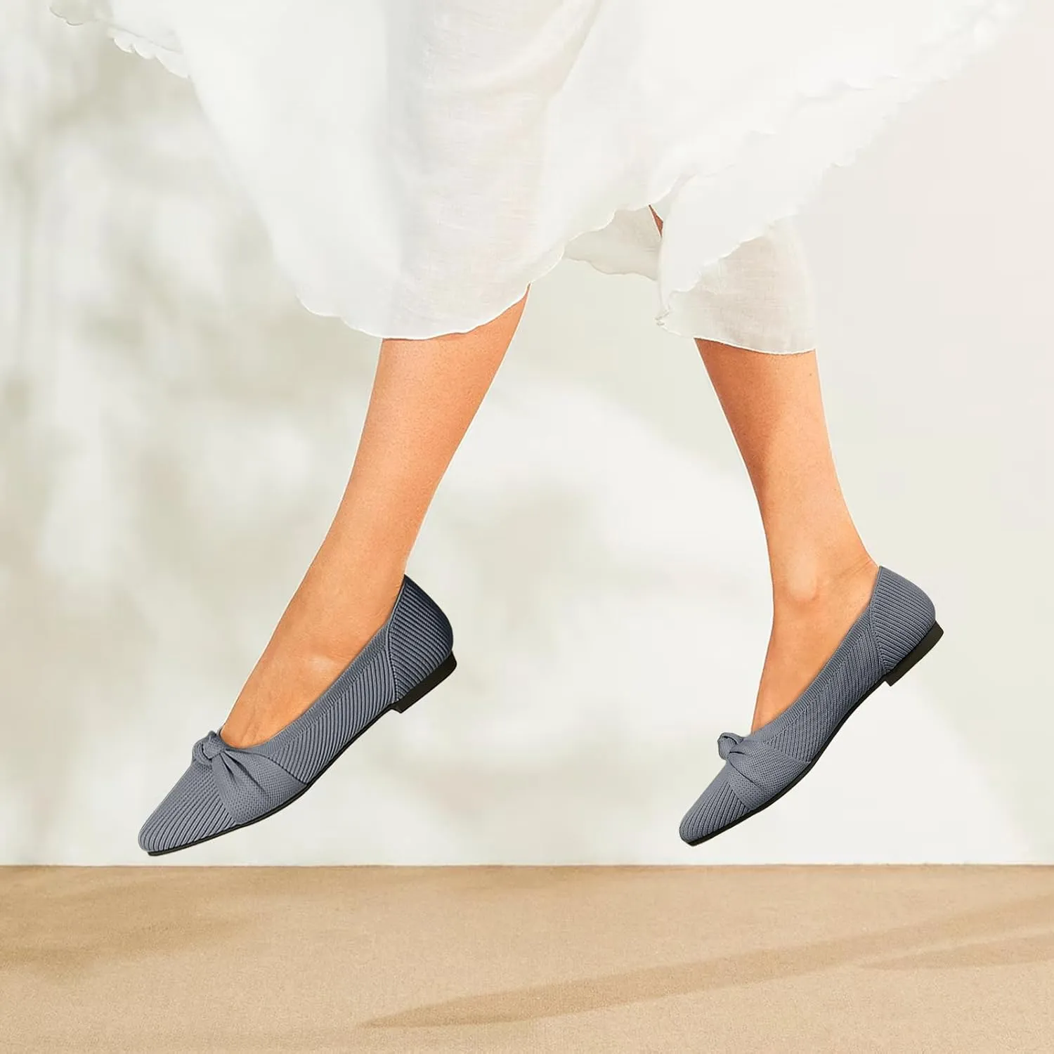 Women's Flats Shoes Comfortable Dressy Pointed Toe Knit Washable Ballet Flat