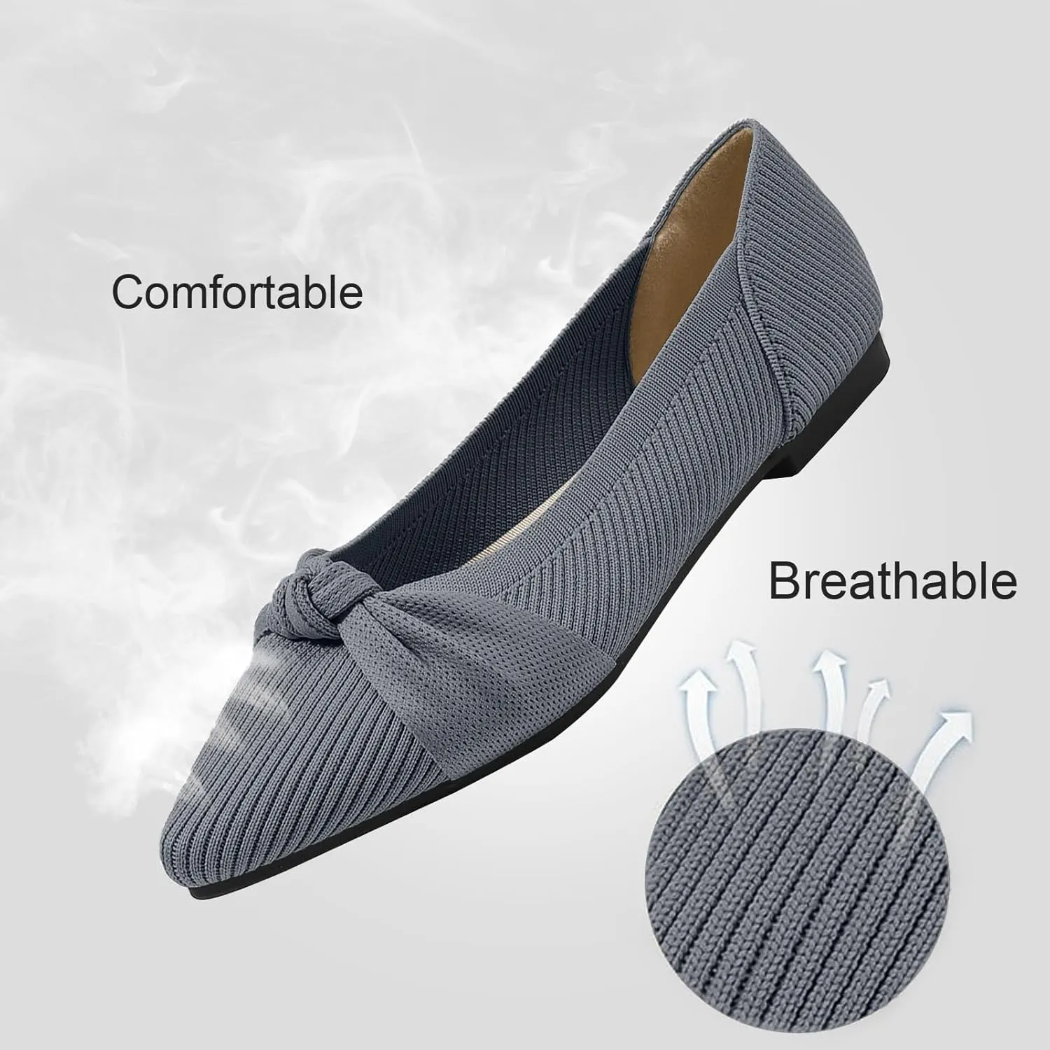 Women's Flats Shoes Comfortable Dressy Pointed Toe Knit Washable Ballet Flat