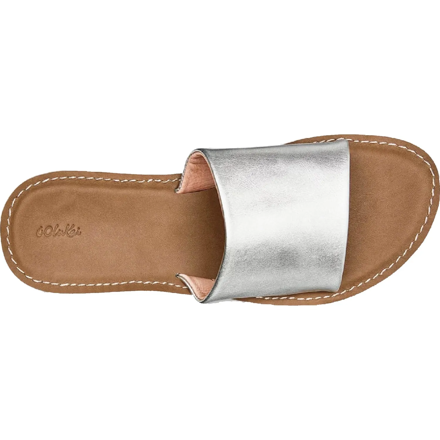 Women's OluKai Nohie Olu Silver/Tan Leather