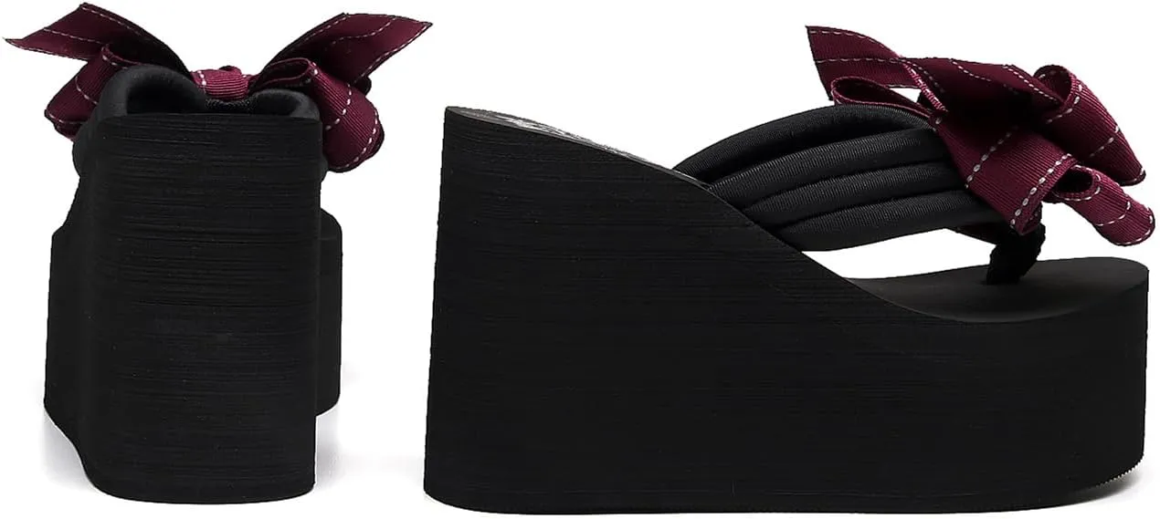 Womens Platform Wedge Flip Flops Chunky High Heel Sandals Summer Beach Thong Heeled Sandal Slippers for Women