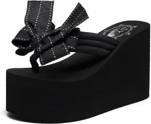 Womens Platform Wedge Flip Flops Chunky High Heel Sandals Summer Beach Thong Heeled Sandal Slippers for Women