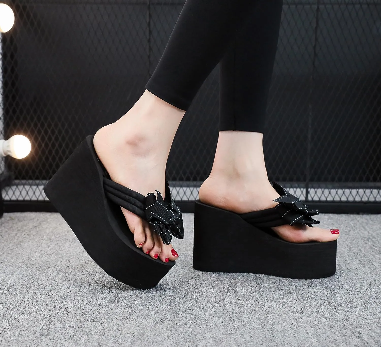 Womens Platform Wedge Flip Flops Chunky High Heel Sandals Summer Beach Thong Heeled Sandal Slippers for Women