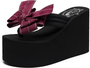 Womens Platform Wedge Flip Flops Chunky High Heel Sandals Summer Beach Thong Heeled Sandal Slippers for Women
