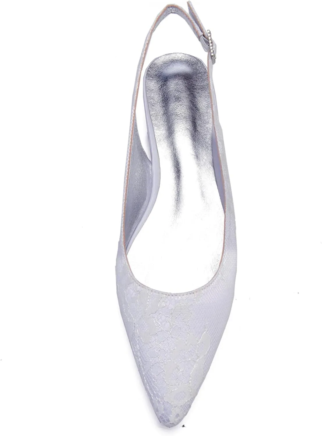 Women's Pointed Lace Slingback Low Heel Bridal Pumps Closed Toe Flats Evening Prom Party Dress Shoes