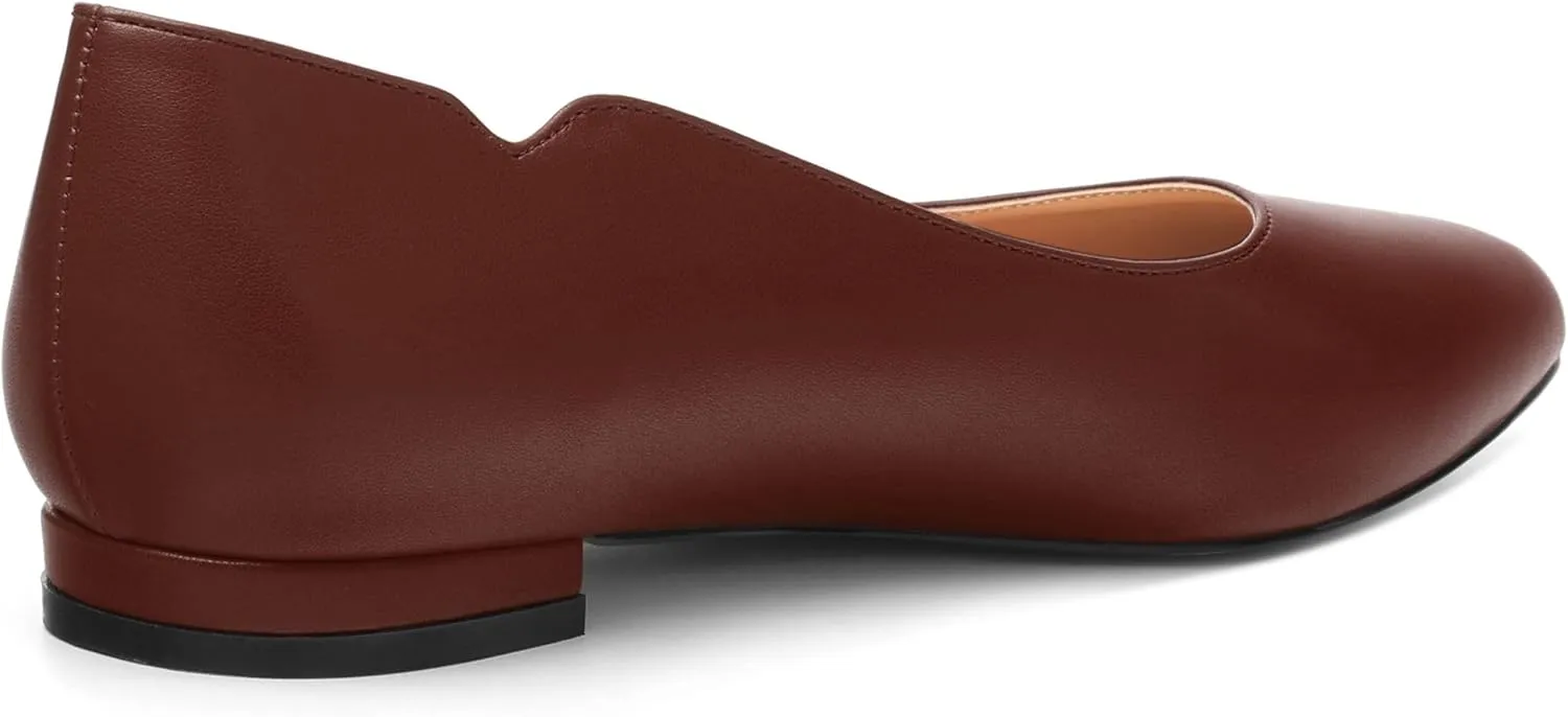 Women's Pointed Toe Ballet Flats Casual Low Heel Pumps V-Shaped Notches Slip On Comfort Dress Party Office Shoes for Women