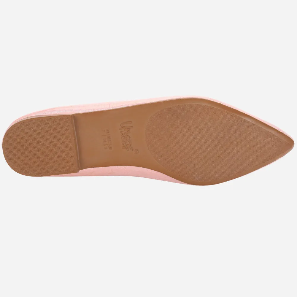 Women's "GLIZ" Pointed Toe Decorated Flat Pumps