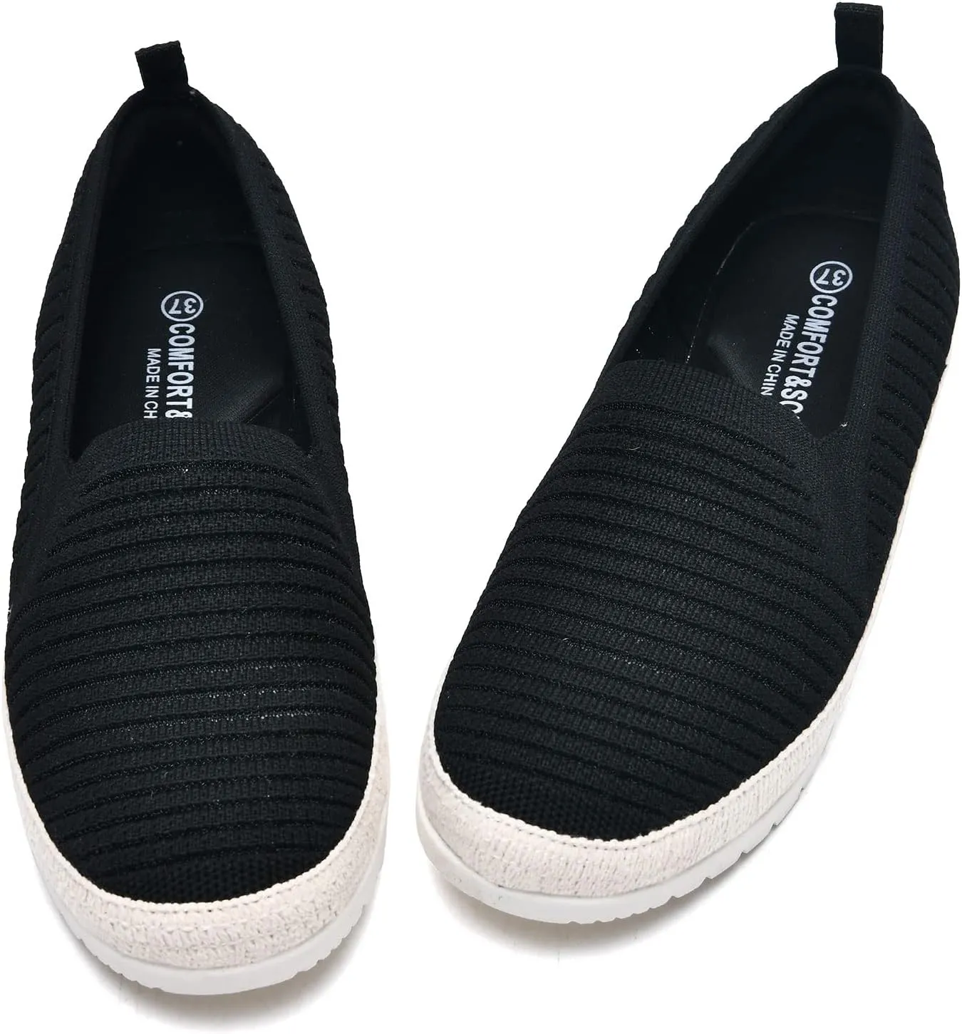 Women's Slip on Loafer Shoes Casual Walking Shoes Comfortable Knit Hands Free Slip ins Sneakers with Arch Support Fashion Work Nurse Flats