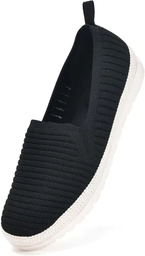 Women's Slip on Loafer Shoes Casual Walking Shoes Comfortable Knit Hands Free Slip ins Sneakers with Arch Support Fashion Work Nurse Flats